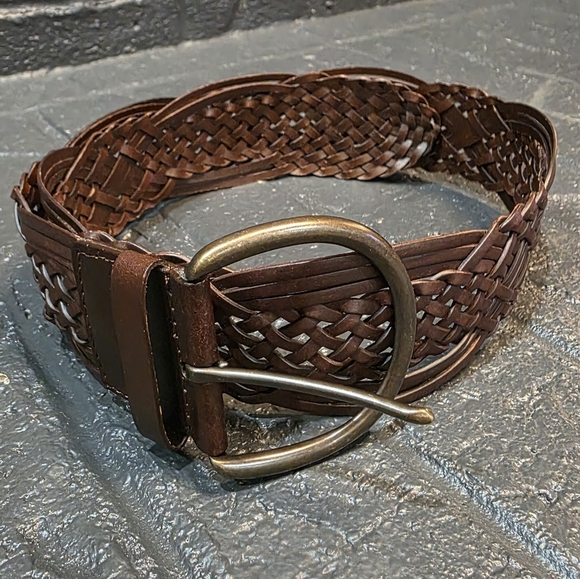 unbranded Accessories - Brown Braided Woven Boho Belt Size Medium Bonded Leather
